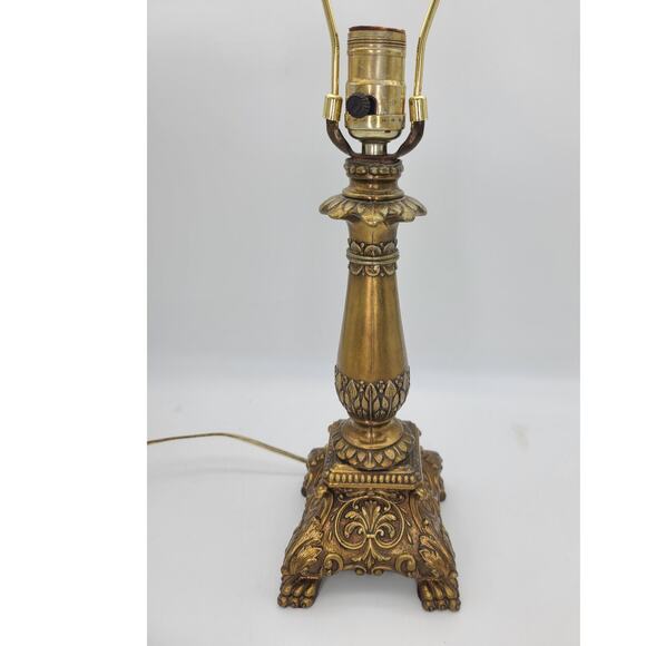 Vintage Lion Claw Foot Table Lamp Brass Ornate Neoclassical Design No Shade 25" - Picture 1 of 10